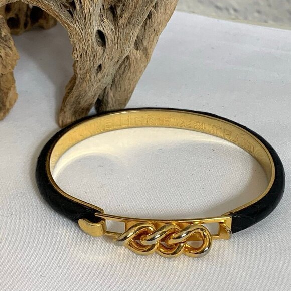 Manelli Florence 24K Gold Plated Leather Bangle Bracelet - Picture 7 of 7